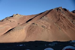 14 Cerro Colorado Burns Red Just Before Sunset From Aconcagua Plaza Argentina Base Camp 4200m.jpg